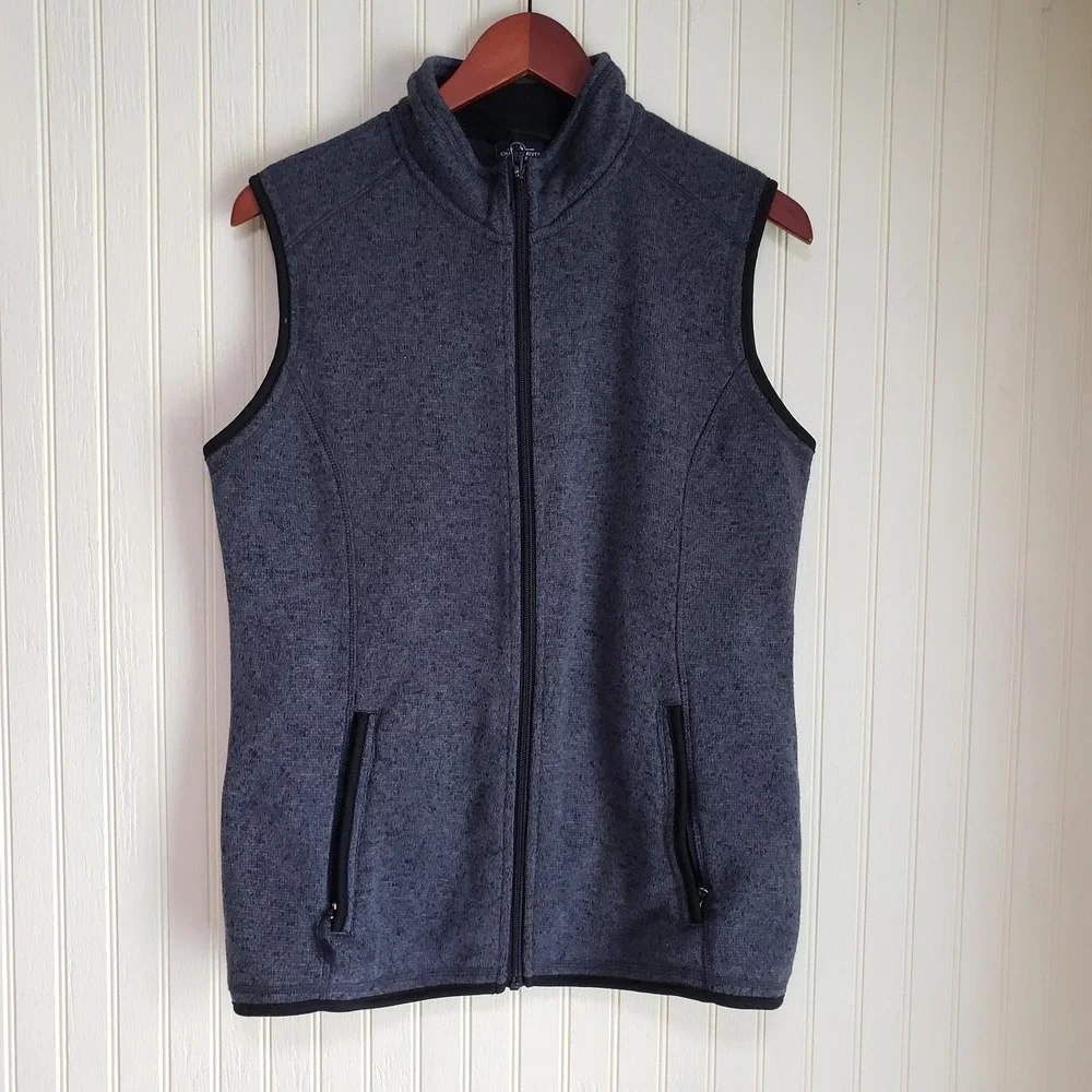 Charles River‎ Apparel Vest Womens Large Gray Fleece Full Zip Pockets Outdoor